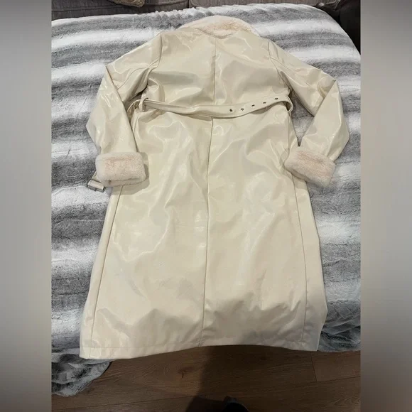 12th Tribe x The Salty Blonde cream long fur lined pea coat - Picture 6 of 10